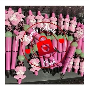 Pink Bunny Beaded Pen – Cute Easter Gift (3pcs)